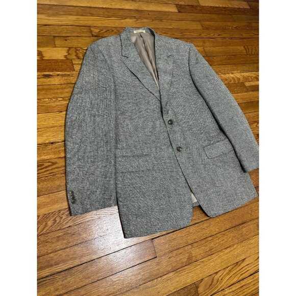 TravelSmith Mens Silk Tweed Blazer Jacket 42L Gray Flecked 2 Button Sport Coat - Picture 3 of 7